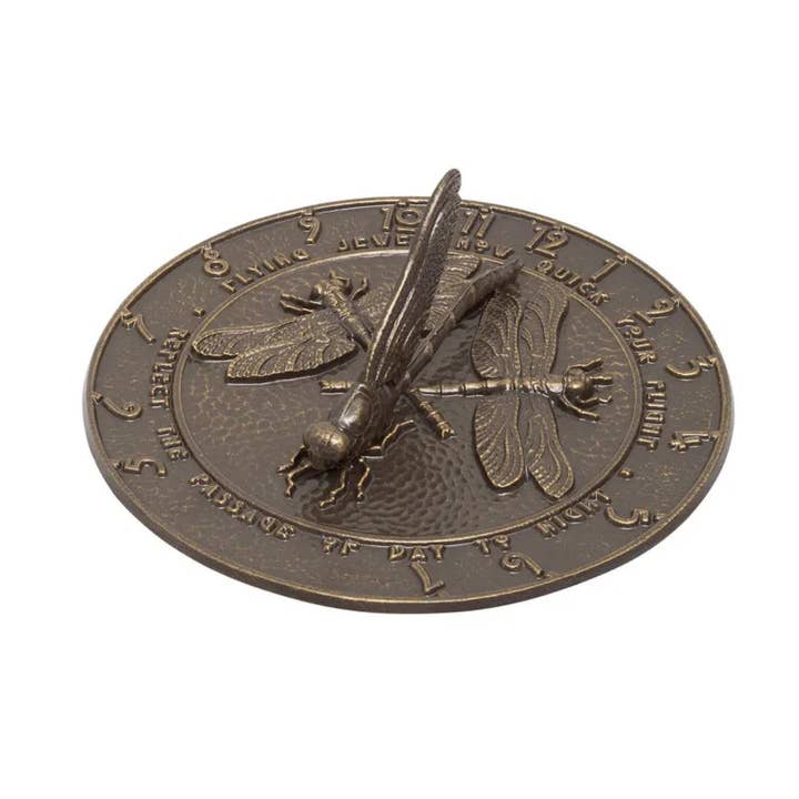 Playful Tail - Wholesale Outdoor Ornament/Decor - Whitehall Dragonfly Sundial, French Bronze