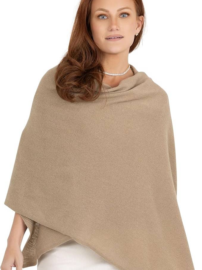 Velanio Camel 100% kashmir strikket wrap-sjal for engroshandel hos Velanio Cashmere