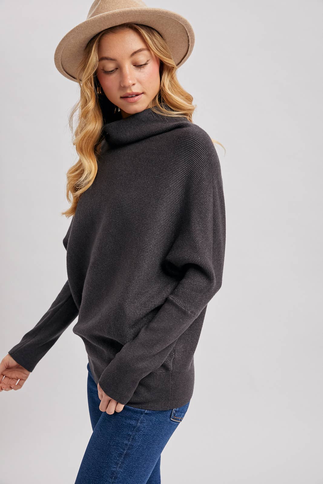 Bluivy - Wholesale Knit Sweater - Women's - SLOUCH NECK DOLMAN SLEEVED PULLOVER5