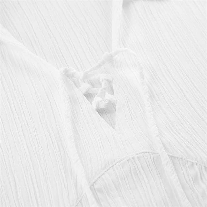 FurDecoration - Wholesale Nightgown – Women’s - Solid Color Long Sleeve Loose Ramie Cotton Nightdress Pajamas4