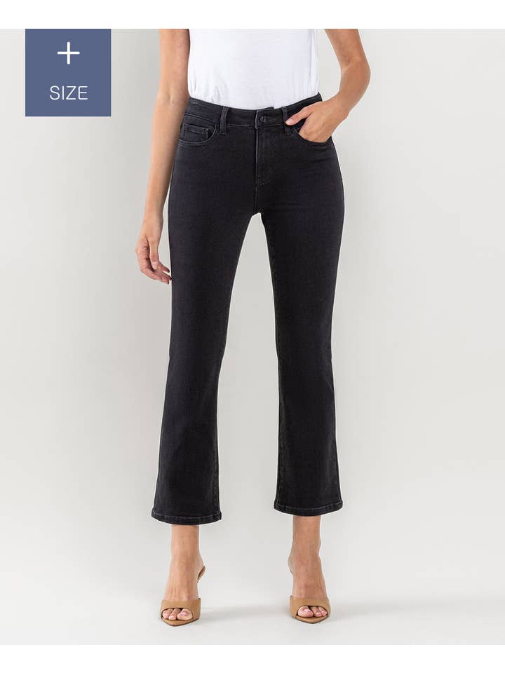 REFINE PLUS SIZE HIGH RISE CROP FLARE JEANS LV1170-P for wholesale on Faire