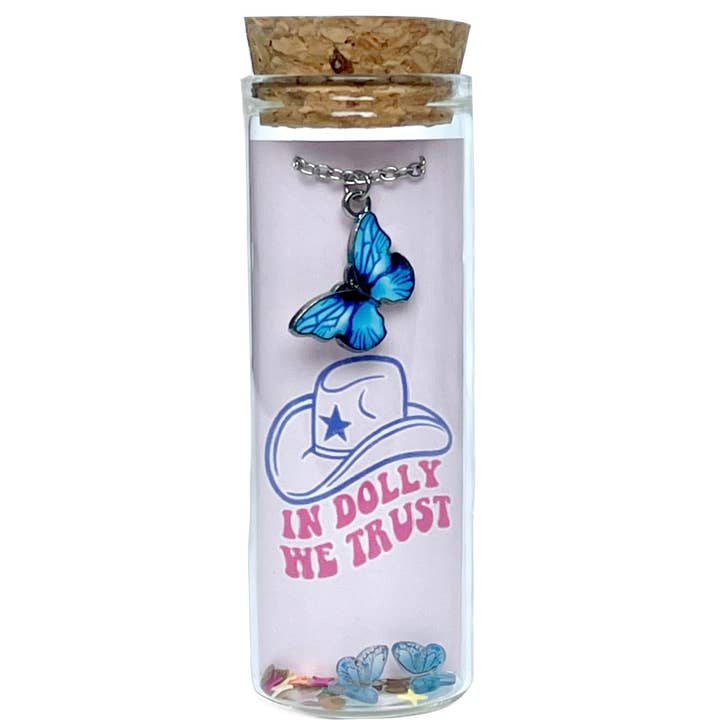 Blauer Schmetterling in Dolly We Trust Halskette für den Großhandel von L Rae Charm