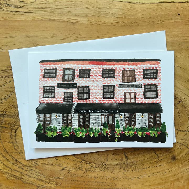 Landini’s Restaurant Card for wholesale by Julianne Woehrle Designs