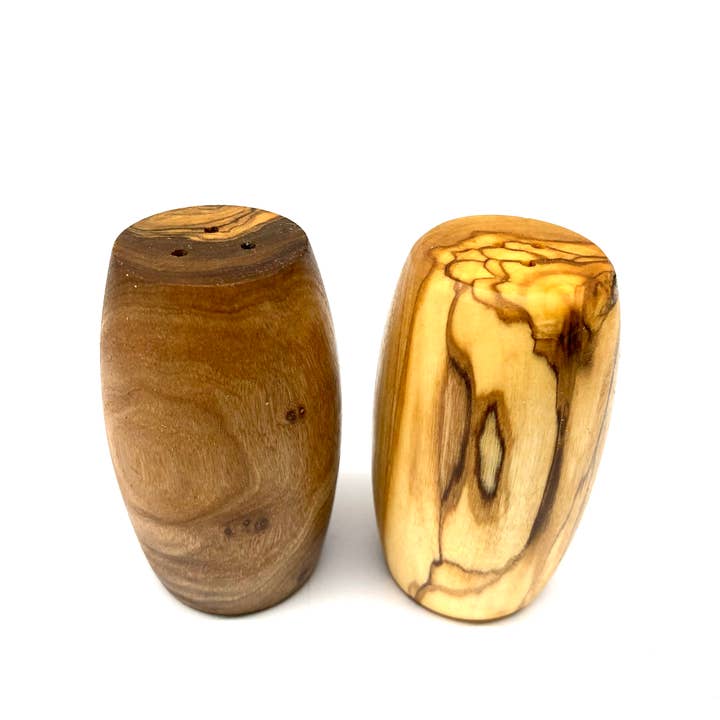 olivenholz-erleben - Wholesale Salt & Pepper Shaker Set - Set of 2 olive wood barrel salt and pepper shakers