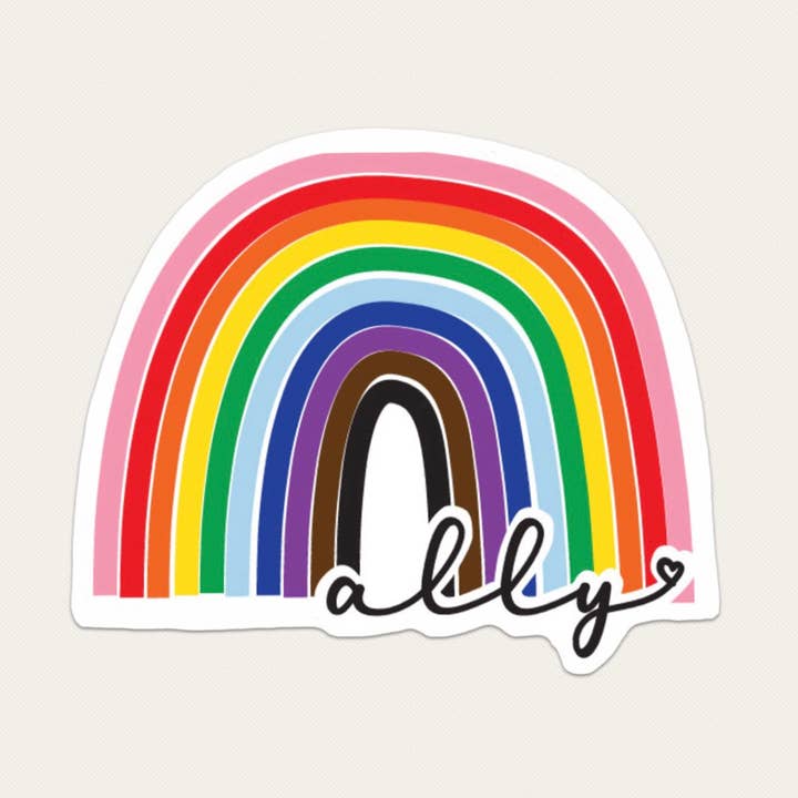 LGBTQ+ Ally Rainbow Sticker for wholesale by Merrily Paper