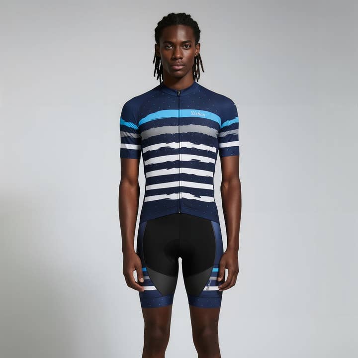 Ensemble de cyclisme Predator pour hommes – Maillot à manches courtes et cuissard à bretelles pour la vente par Urban Cycling Apparel