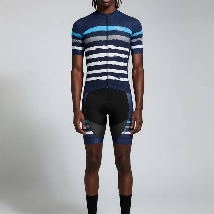 Ensemble de cyclisme Predator pour hommes – Maillot à manches courtes et cuissard à bretelles pour la vente par Urban Cycling Apparel
