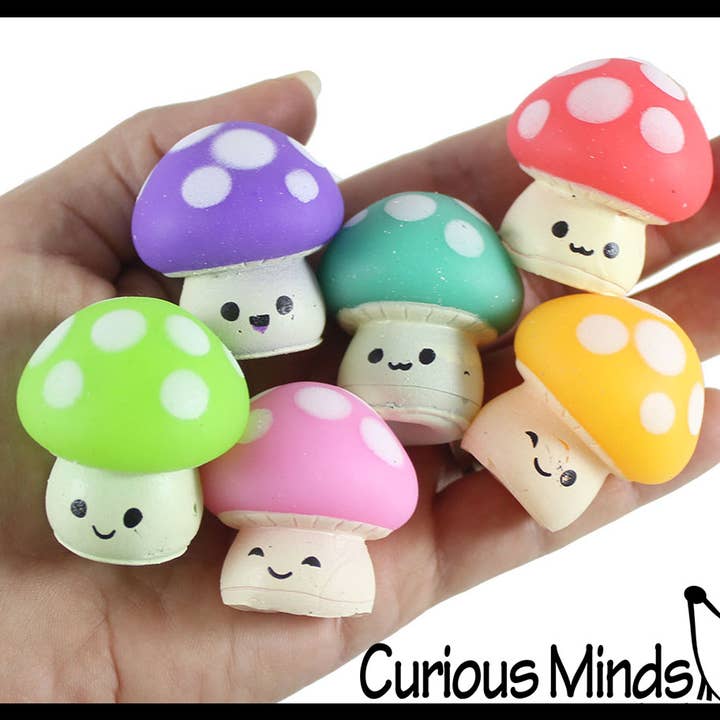 Curious Minds Toys - Wholesale Fidget Toy - Kids - 1 Cute Mushroom Mochi Squishy - Kawaii - Cute Individually 5