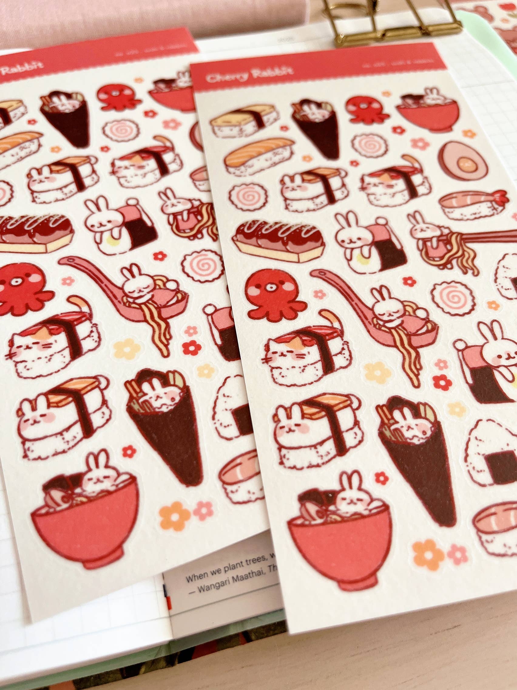 Cherry Rabbit - Wholesale Sticker - Sushi & Rabbits Sticker Sheet no.0254