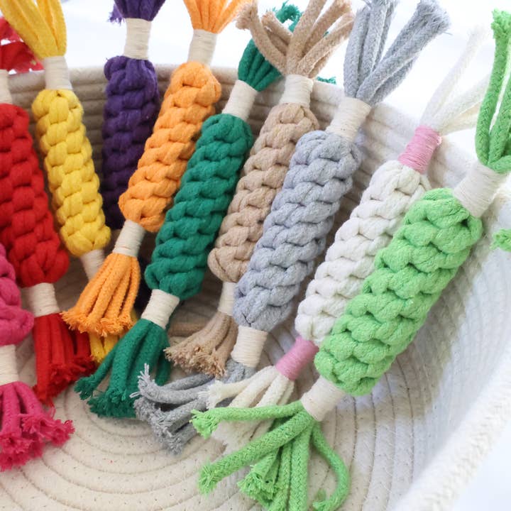 Knotty Pawz Handcraft Pets Toys - Wholesale Pet Rope Toy - Dog - Handmade Sustainable Macrame Candy Dog Rope Toy 12 color