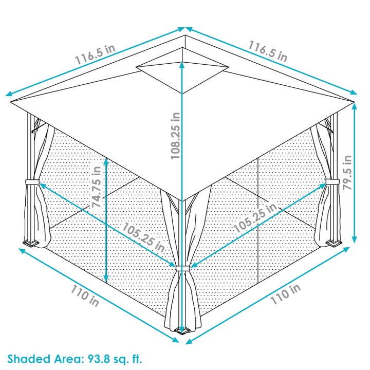 Sunnydaze Decor - Wholesale Outdoor Ornament/Decor - 10 x 10 Soft Top Polyester Gazebo with Privacy Wall - Gray