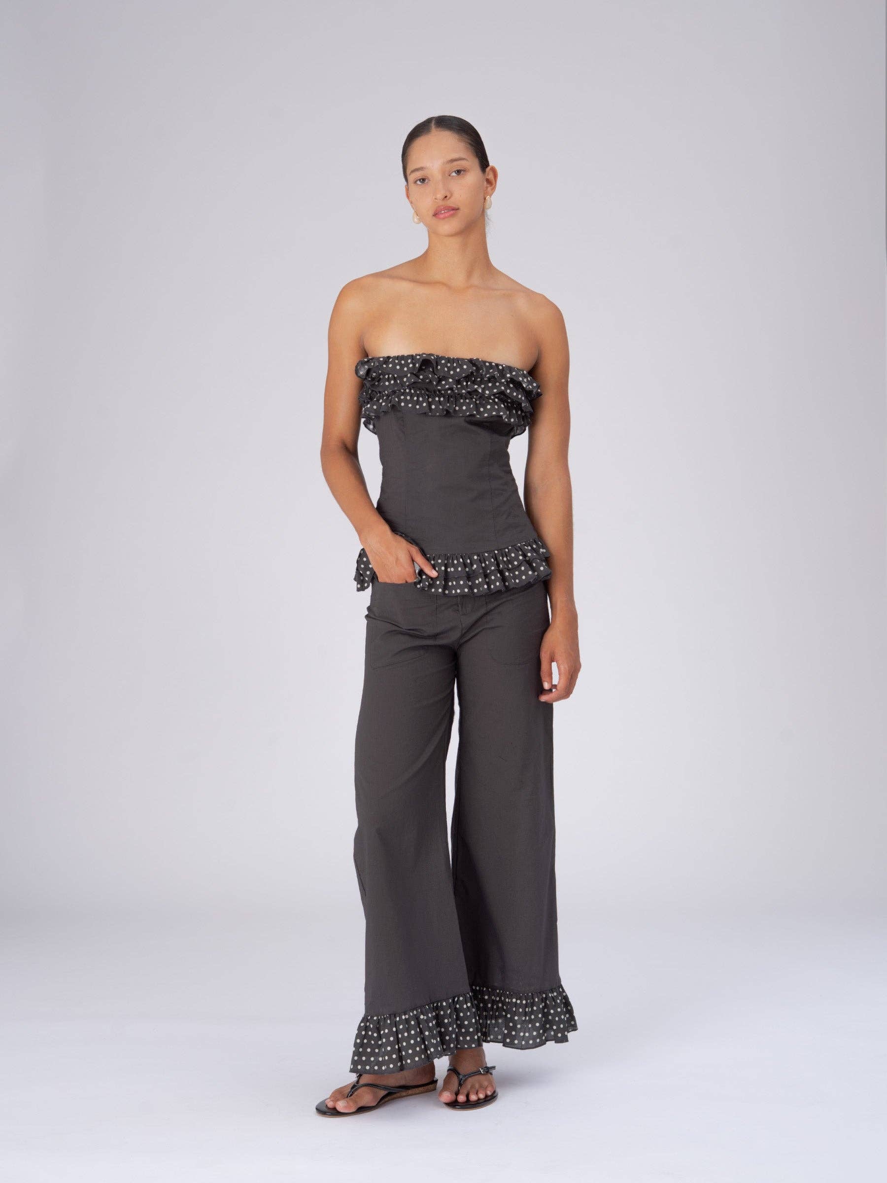 CARMEN SAYS - Wholesale Pants - Women's - Pantalones marrones con lunares de Noctis Night5