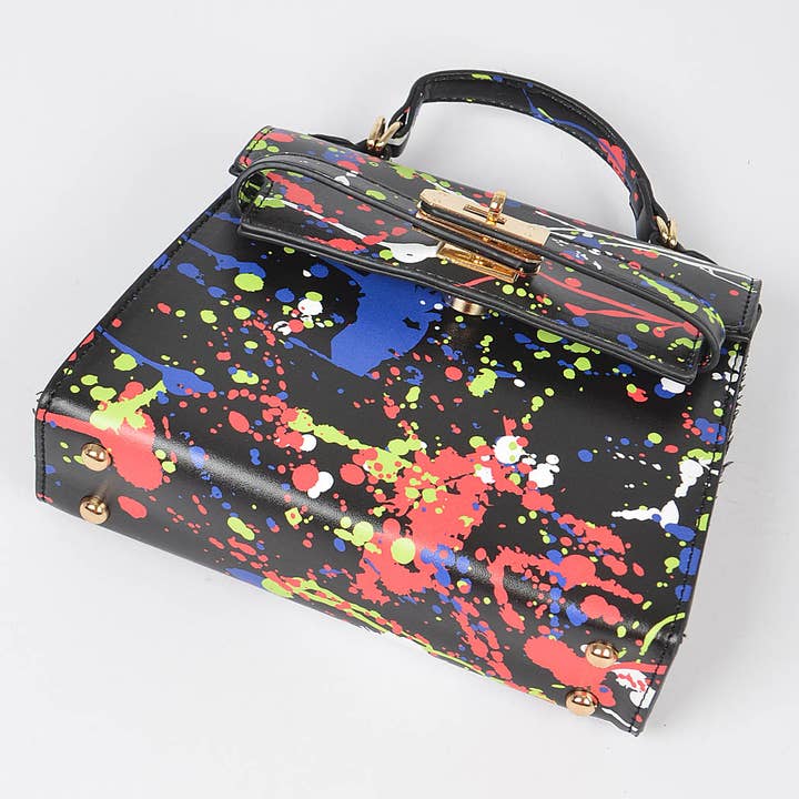 Multicolor Splatter Paint Faux Leather Crossbody Bag for wholesale on Faire5