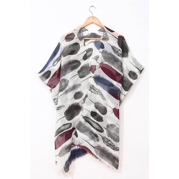 Lila - Fjädertryck Kimono för wholesale av Shine Mark Accessories