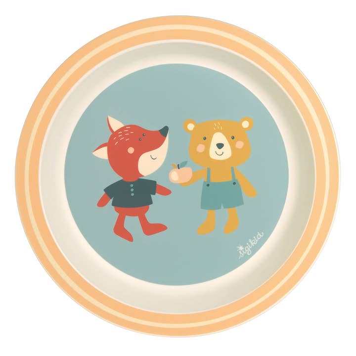 sigikid - Vente Assiette – enfant et bébé - Assiette renard jaune et ours