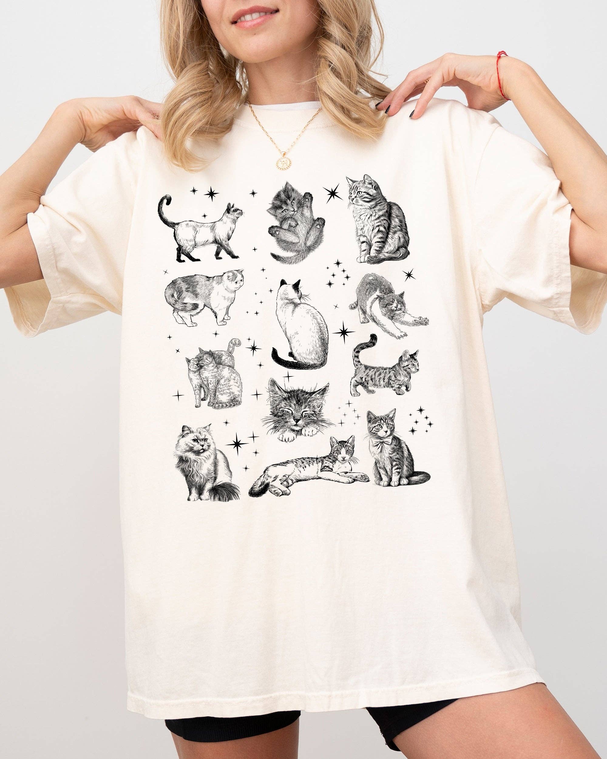 Refinery Number One LLC - Wholesale Tunic - Women's - Magical Cats Vintage Kitten Tarot Sparkles, Halloween Shirt4