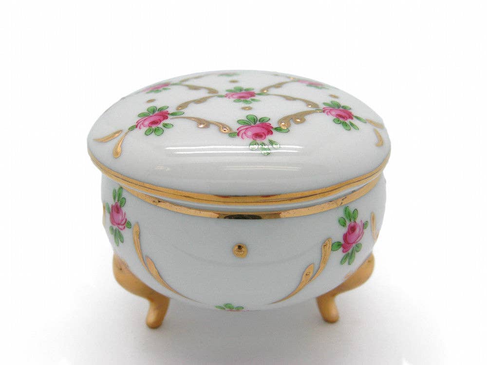 European Heritage Gifts - Wholesale Jewelry Box/Organizer - Victorian Antique Round Jewelry Box Desert Rose0