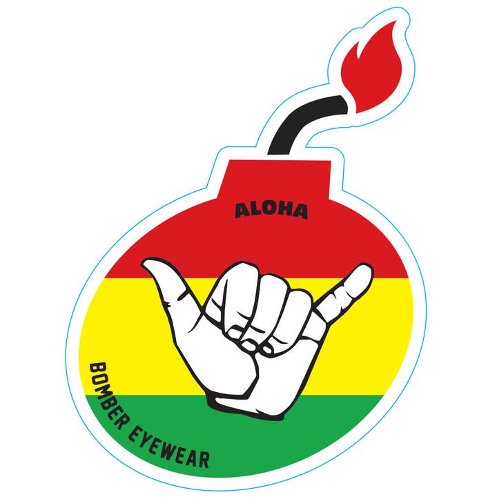 Under The Sun Originals / Bomber Eyewear - Wholesale Sticker - Decal Shaka Rasta Bomb Sticker
