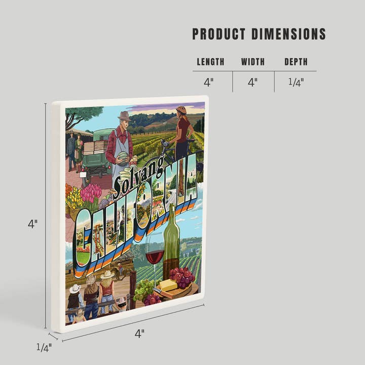 Lantern Press - Wholesale Coasters - Ceramic Coaster Solvang, Califnornia, Montage3