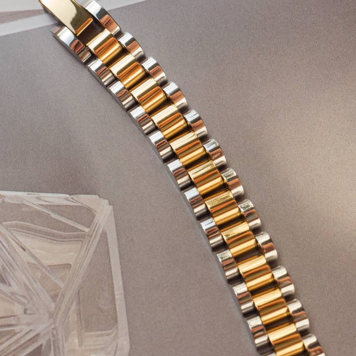 Luv AJ - Wholesale Link & Chain Bracelet - Two-toned Timepiece Bracelet4