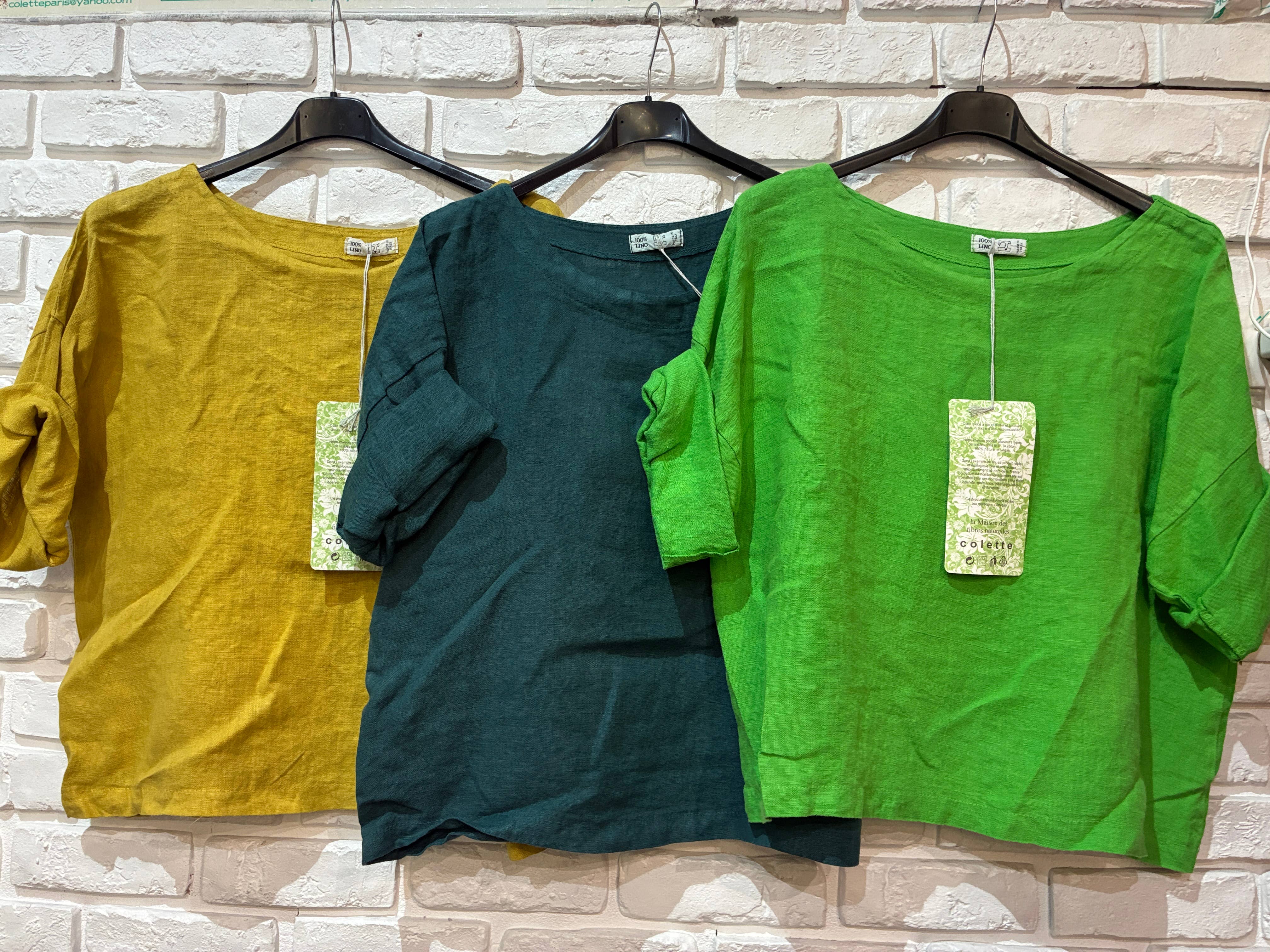 la maison des fibres naturelles - Wholesale Blouse - Women's - Round neck linen top 659005 100% linen45