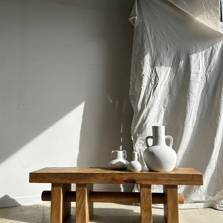 Office Objets - Wholesale Bench - Solid wood bench with openwork base crossed by a cylinder - Mango wood46