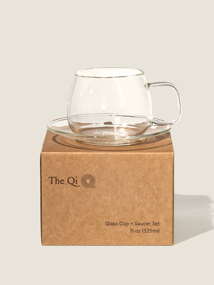 Glass cup + saucer set for wholesale by The Qi