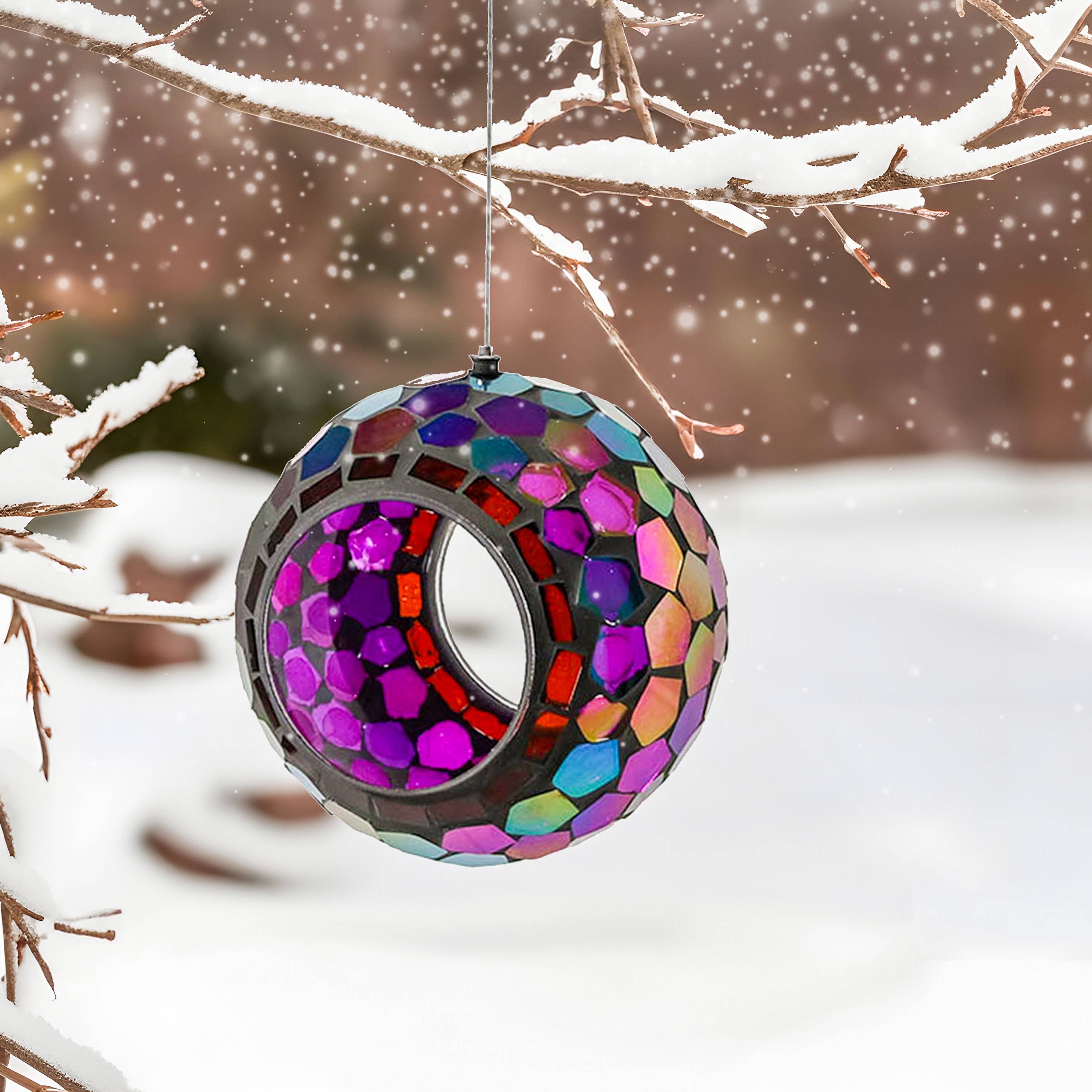 Sunnydaze Decor - Wholesale Bird Feeder - Round Mosaic Fly-Through Hanging Bird Feeder - 6 in - Purple10