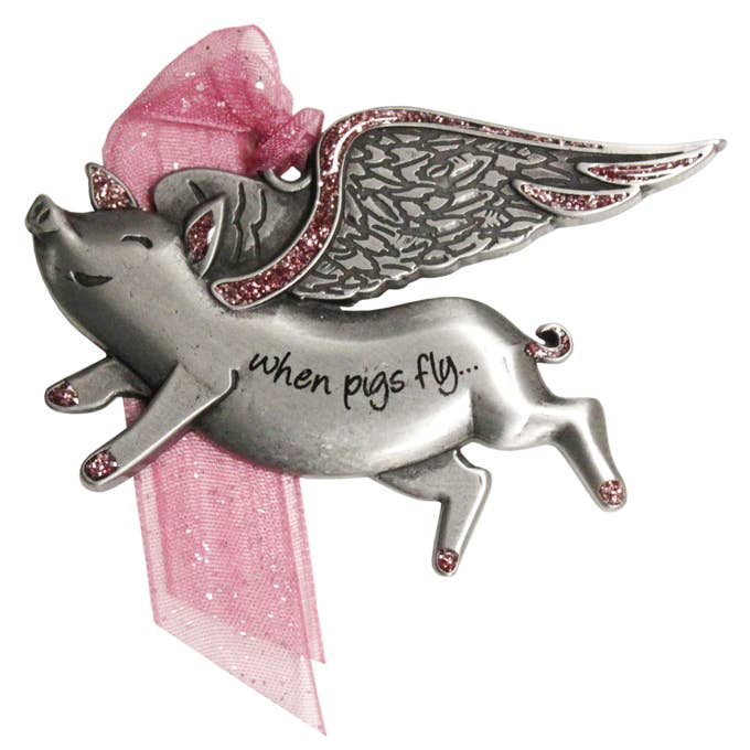 Pink Flying Pig Cancer Awareness Christmas Ornament for wholesale by Gloria Duchin