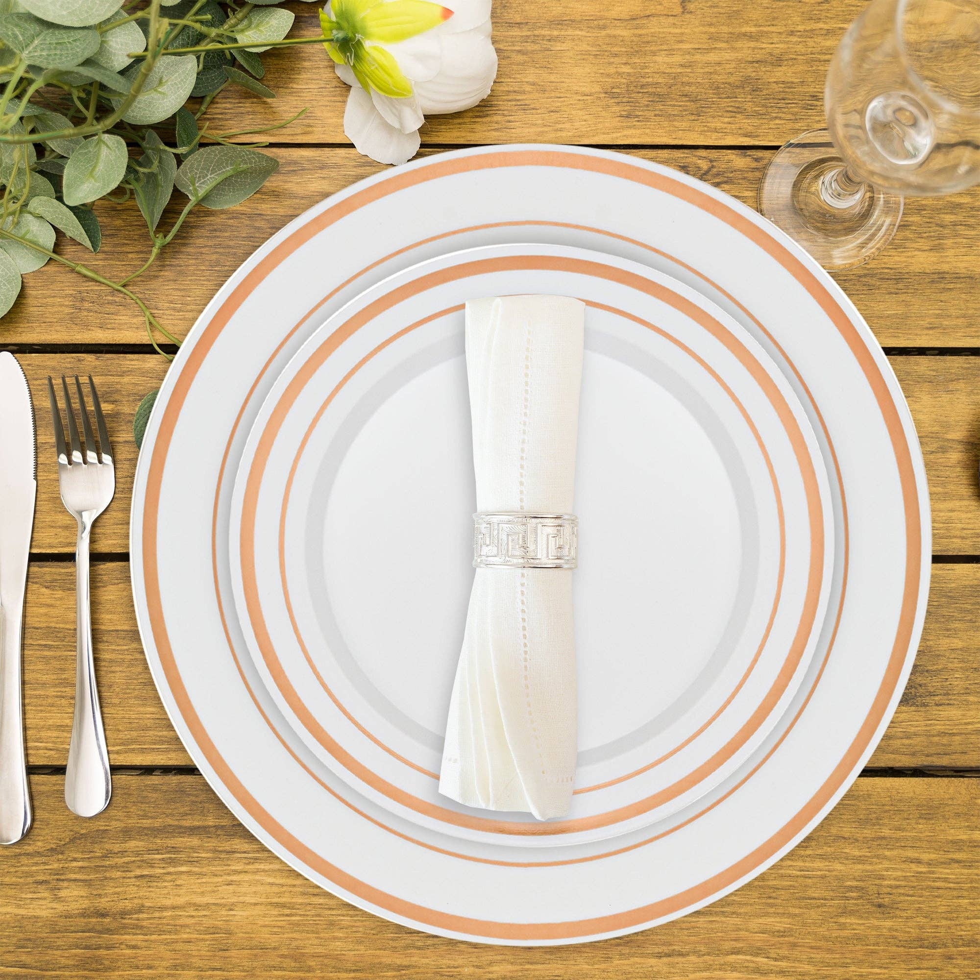 Or rose Assiettes jetables de luxe - Lot de 50 - Or rose en vente sur Faire3