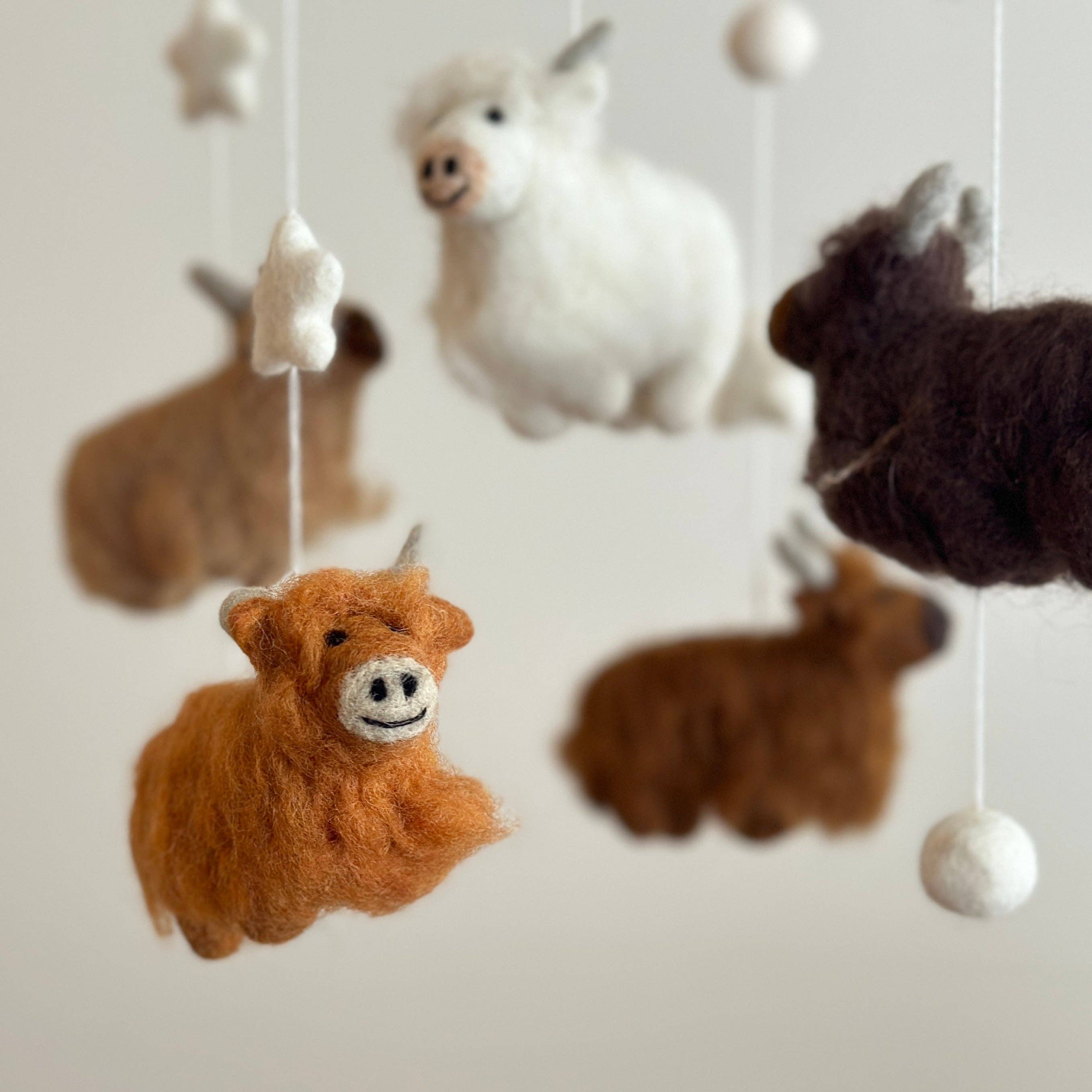 Ganapati - Wholesale Baby Mobile - Felt Baby Mobile - Highland Cow6