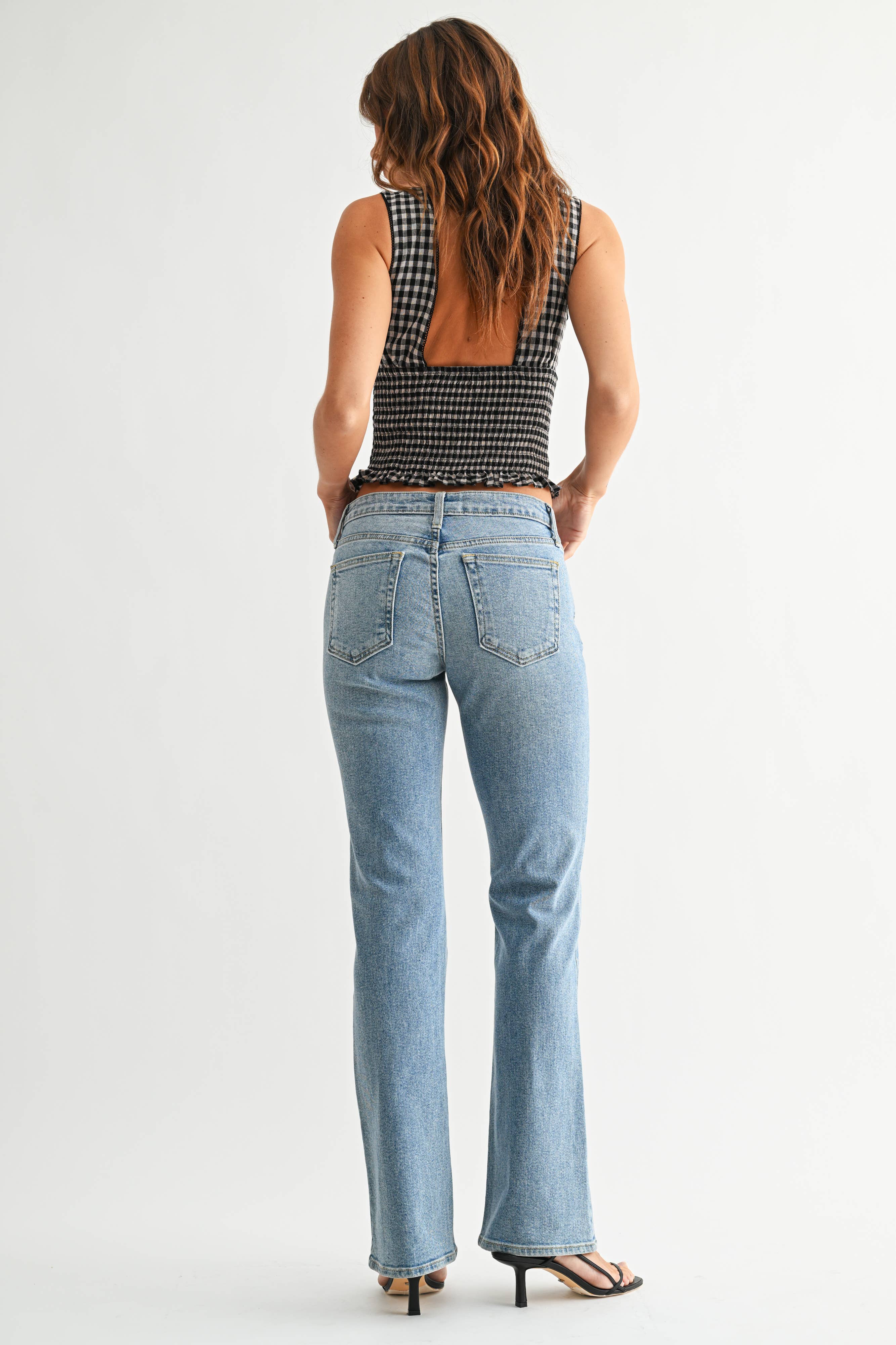 JUST BLACK DENIM – Großhandel Jeans – Damen – BP441J - LT - Slim Bootcut im Vintage-Stil mit niedriger Taille3