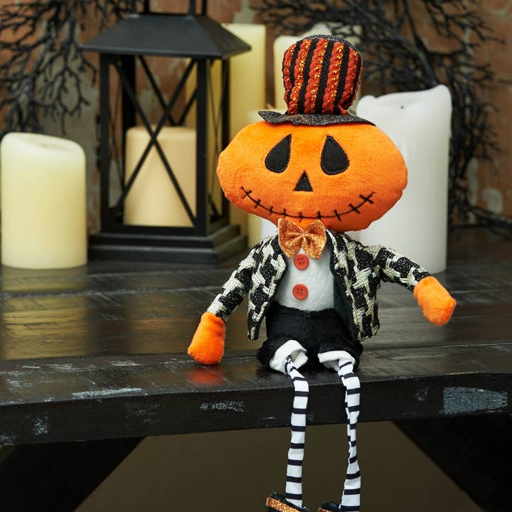 C&F Home - Wholesale Decorative Figurine - Halloween Pumpkin Dangling Legs Shelf Sitter Figurine