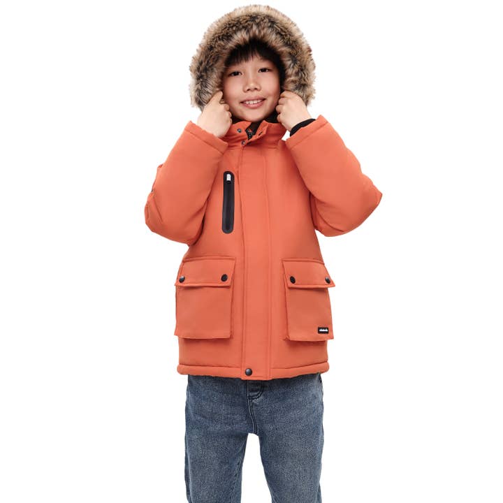 Rokka & Rolla - Wholesale Parka - Kids - Boys' Winter Coat with Faux Fur Hood Parka Jacket16