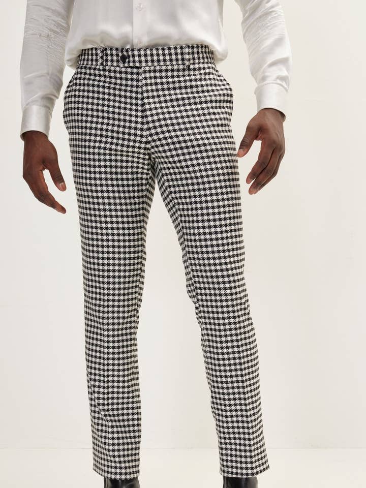 Men's Houndstooth Dress Pants - Black White for wholesale on Faire