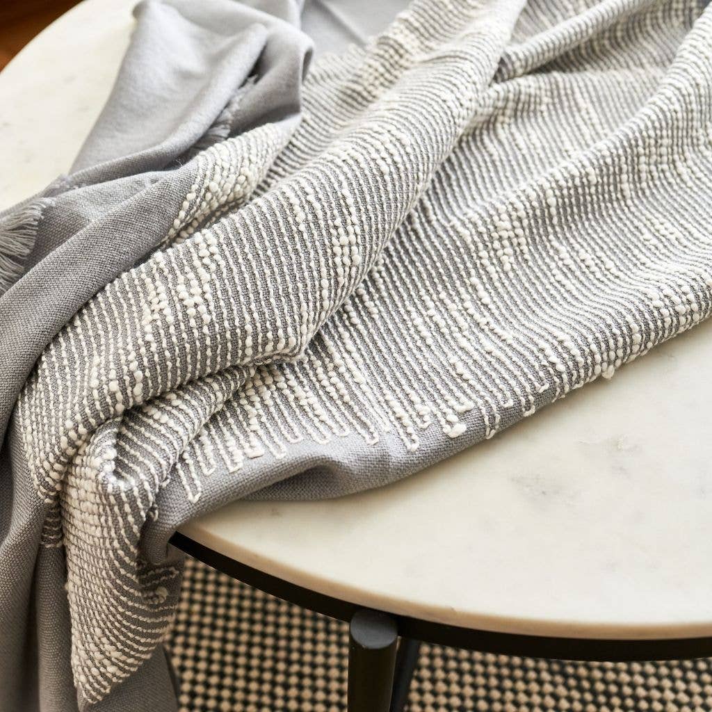 Variously - Wholesale Throw Blanket - Flo Grey Handloom Merino Modern Artisanal Throw10