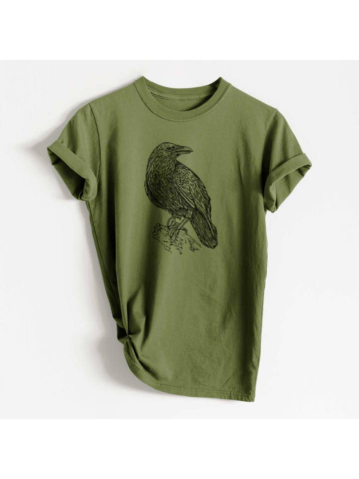 Because Tees - Wholesale Screen Printed T-Shirt - Men's - Corvus corax - Common Raven - Heavyweight Men's 100% Organic Cotton Tee