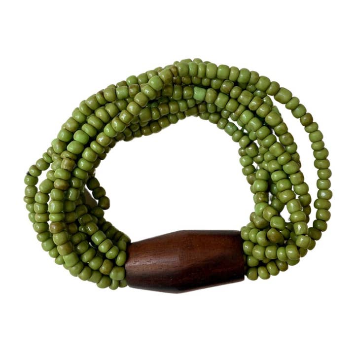 Bijondo - Wholesale Beaded Bracelet - Glass and Wood Bracelet, Elasticated Laura