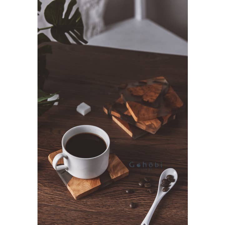 Gohobi (We cover U.S. import duties) – wholesale Coasters – Standard Wooden Resin Coaster (10CM, Square)1