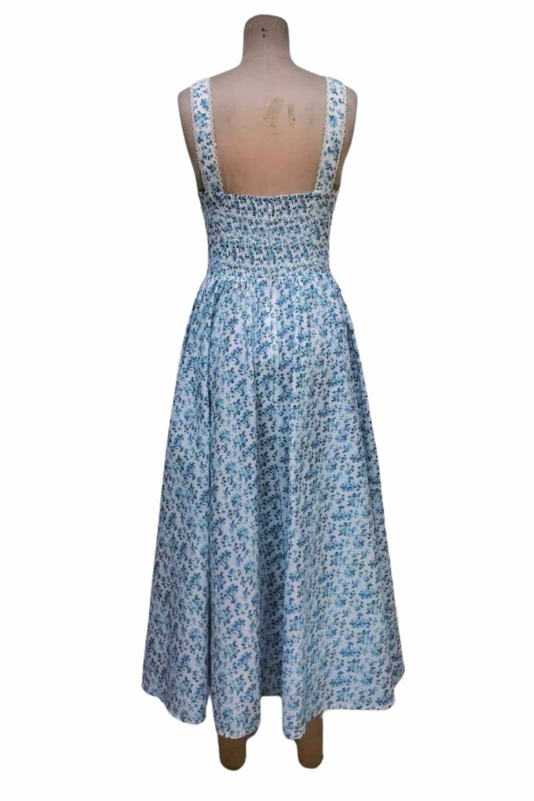 Timeless London - Wholesale Dress - Women's - Bryson Blue Sweetheart Neck Corset Midi Swing Dress4