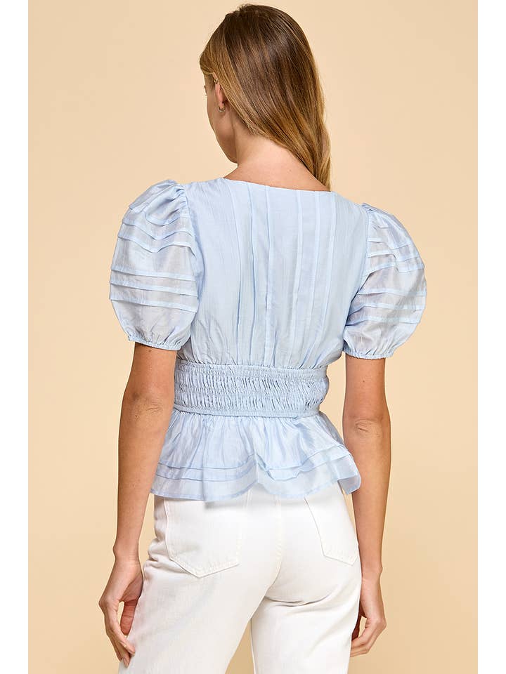TCEC - Wholesale Blouse - Women's - CT8866-Smocked Waist Puff Sleeve Top