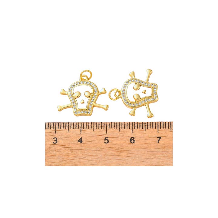 The Charm Bar Company - Vente Breloques/médailles personnalisées - *Crâne orné d'or et de perles2