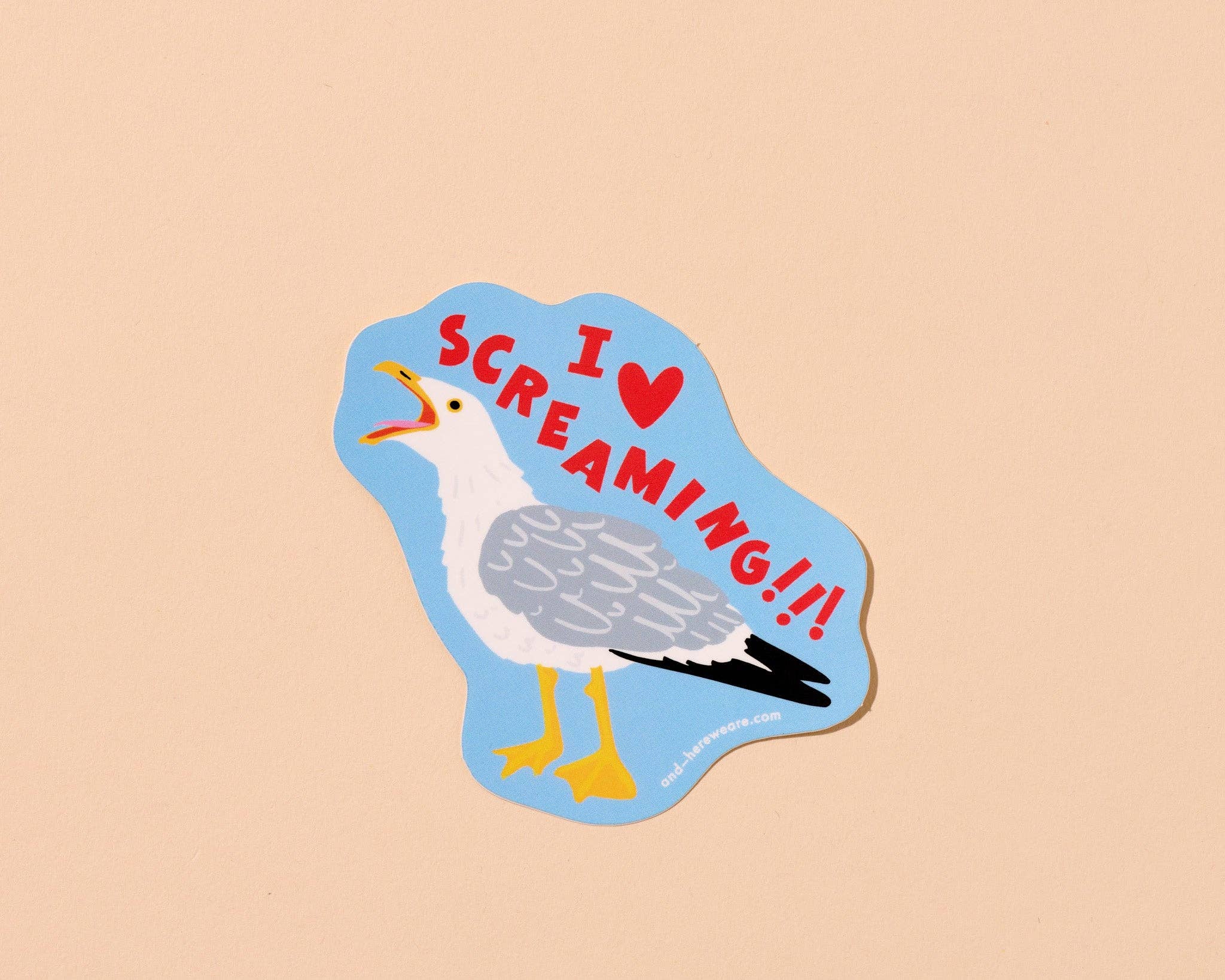 And Here We Are – wholesale Sticker – I Heart Screaming Seagull Vinyl Sticker - Made in USA - Ocean, Seaside - Stocking stuffer, Holiday, Gift Guide 0
