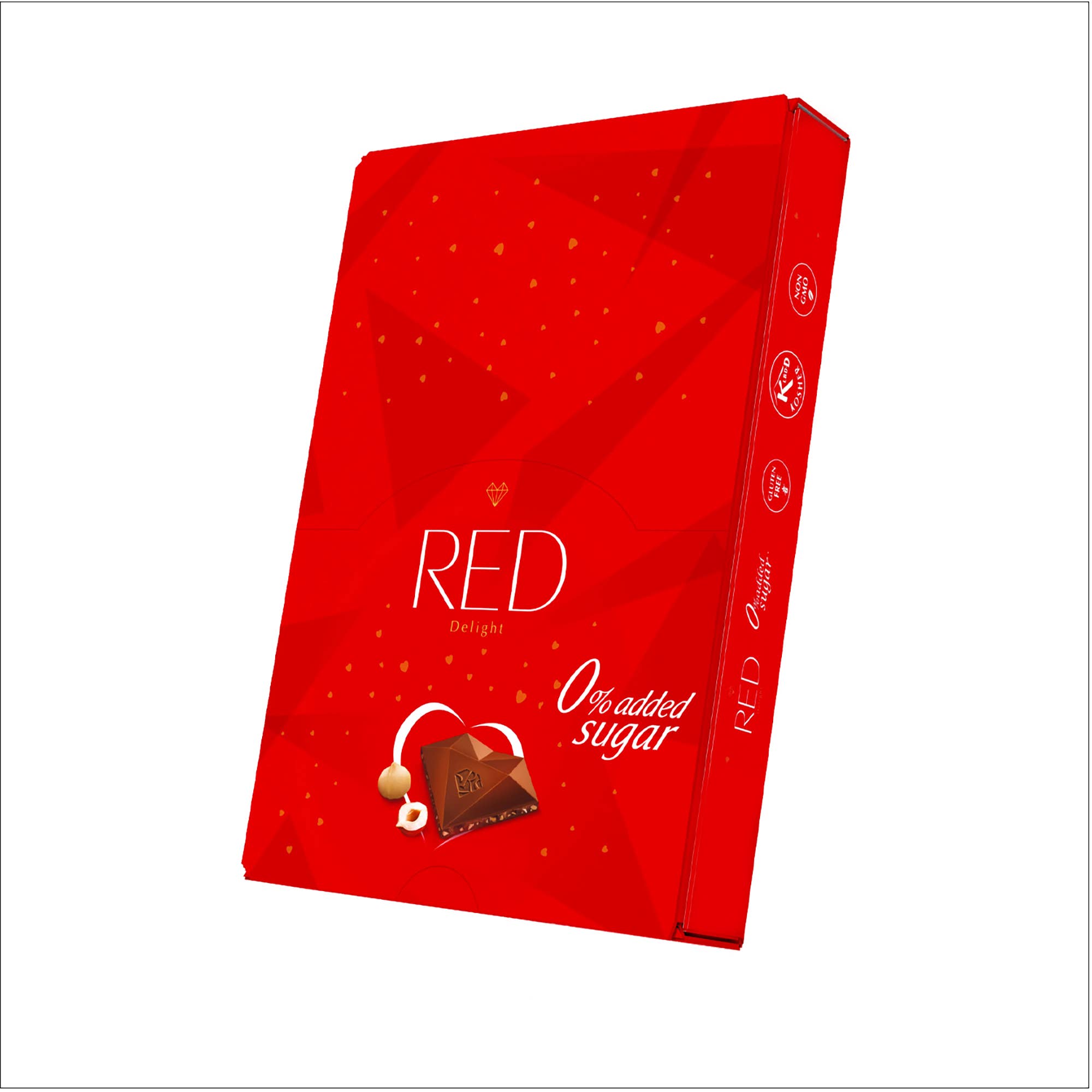 RED Chocolate - Wholesale Chocolate Bar - RED Delight®™Hazelnut & Macadamia Milk Chocolate 0.92oz Bars3