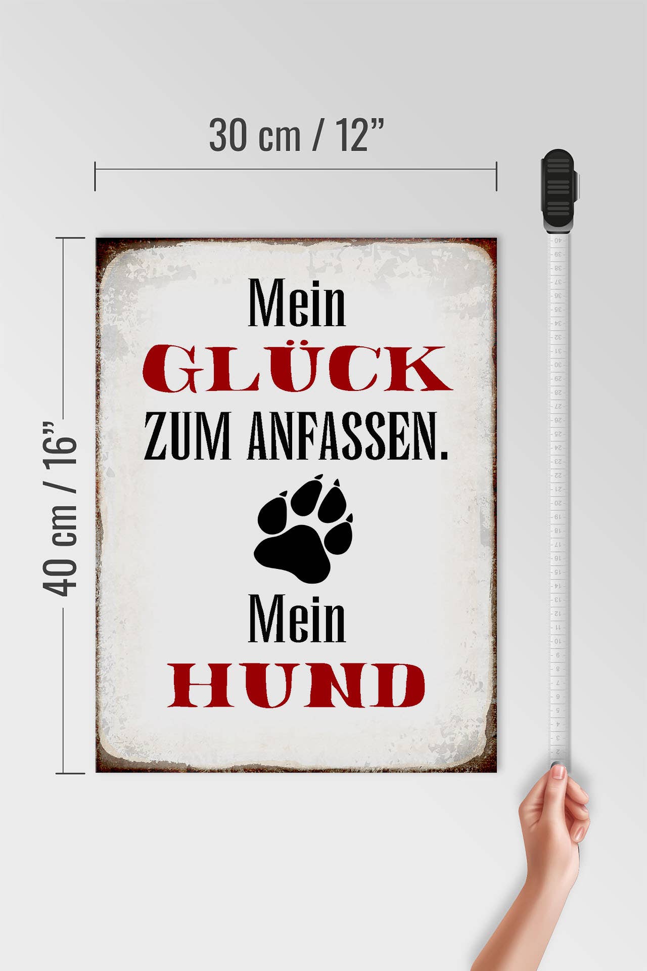 Femer - Wholesale Sign - Wooden sign saying 30x40cm Glück zum trächten mein Hund3