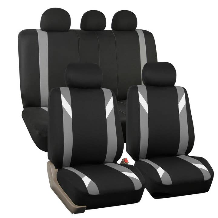 Premium Modernistic Seat Covers - Full Set Gray for wholesale by FH GROUP