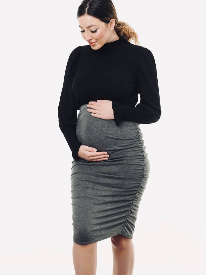 Amawrap - Wholesale Skirt - Women's - Ruched Maternity Skirt - Black2