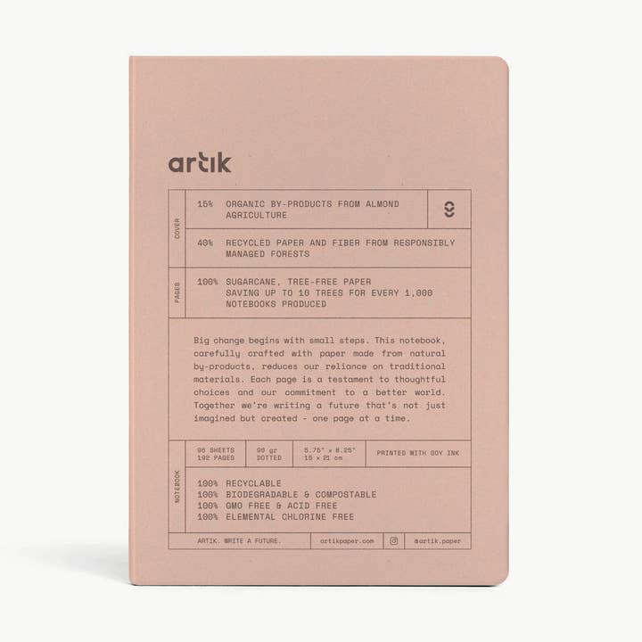 Artık - Wholesale Journal/Diary - Artik Hard Cover Journal | Dotted | Almond0