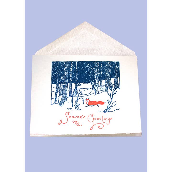 Saturn Press - Wholesale Season's Greetings Card - Snow Fox