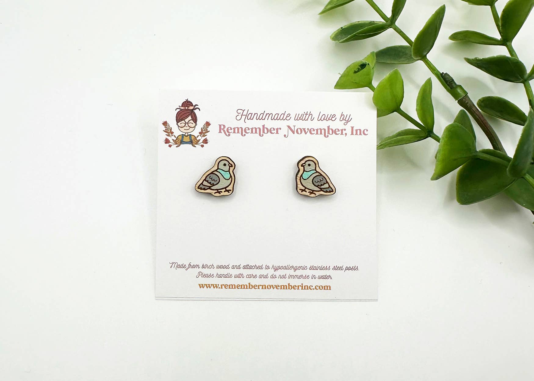 Remember November, Inc - Wholesale Stud/Post Earrings - Pigeon Earrings, Pigeon Studs0